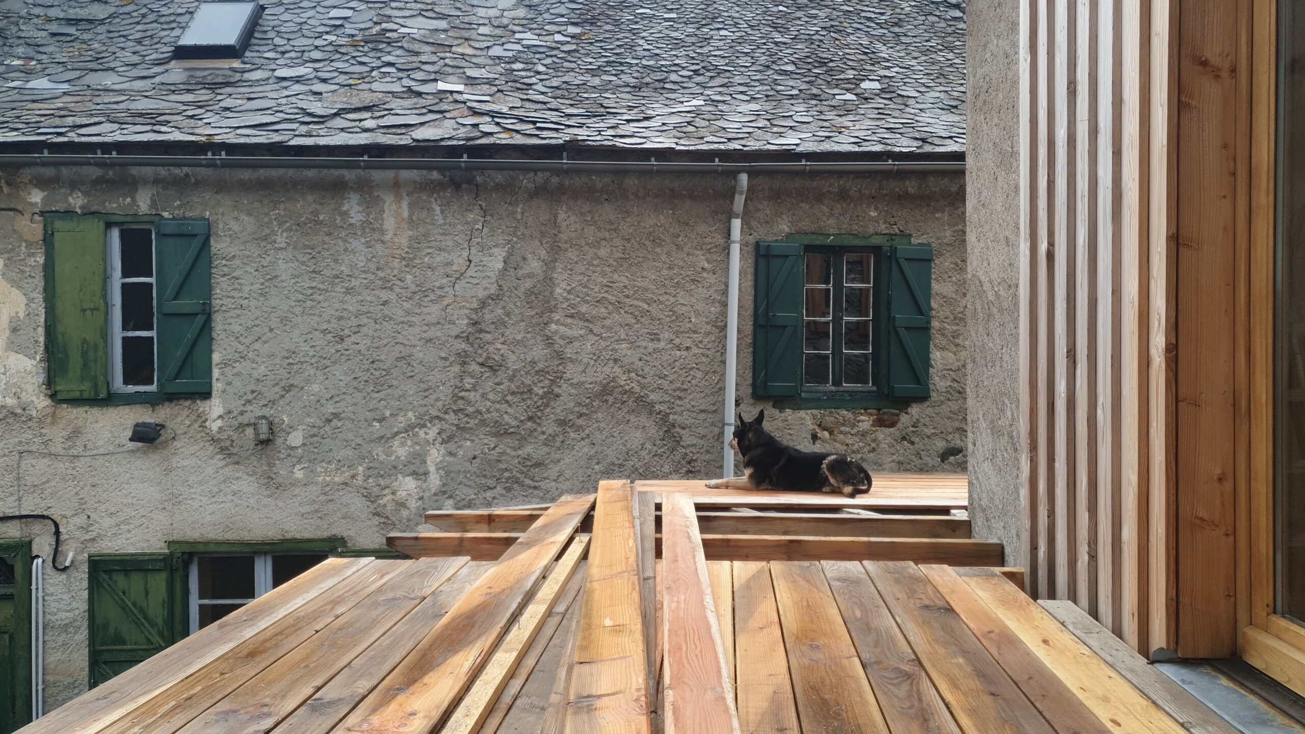 Pose des lames de la terrace ouest